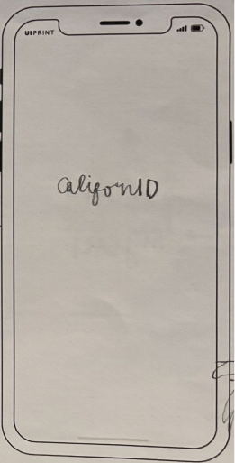 Splash screen sketch with a hand-lettered logo.